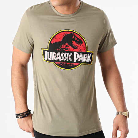 Jurassic Park - Tee Shirt Vintage Logo Vert Kaki