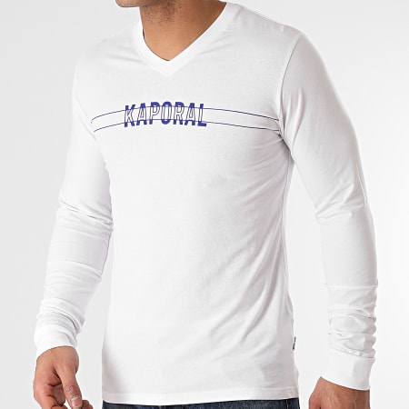 Kaporal - Tee Shirts Manches Longues Col V TINAM12 Blanc