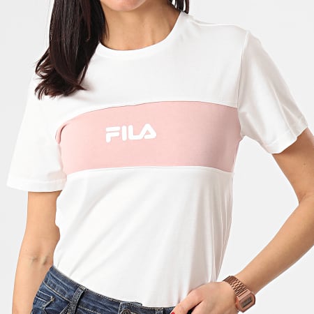 Fila - Tee Shirt Femme Anokia Blocked 688488 Blanc Rose