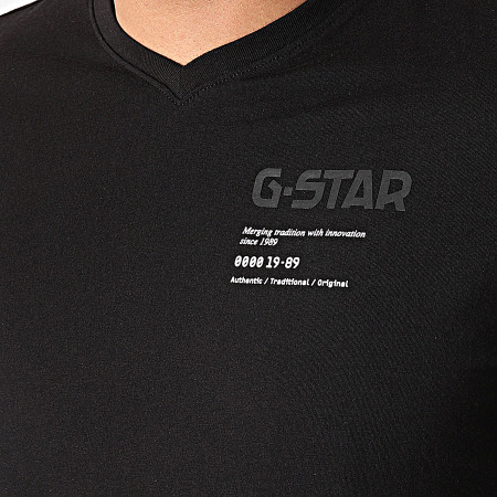 G-Star - Tee Shirt Col V Chest Graphic D19218-336 Noir
