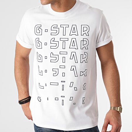 G-Star - Tee Shirt Embroidery Gradient Graphic Lash D19223-336 Blanc