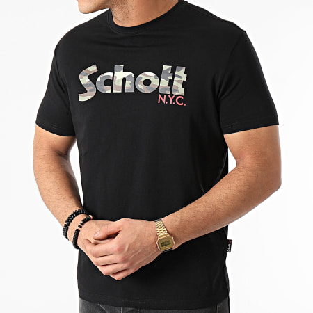 Schott NYC - Tee Shirt Camouflage TSLOGO Noir