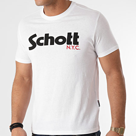 Schott NYC - Tee Shirt TSLOGO Blanc