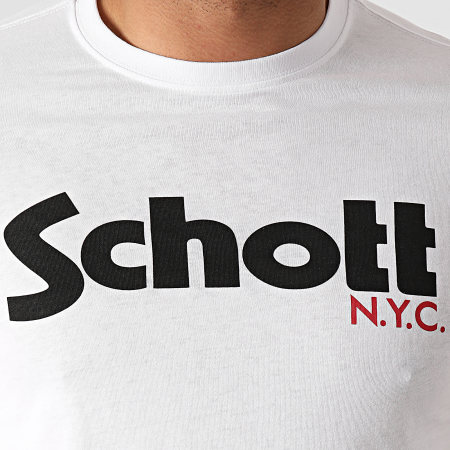 Schott NYC - Tee Shirt TSLOGO Blanc