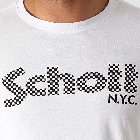Schott NYC - Tee Shirt Racing TSLOGO Blanc
