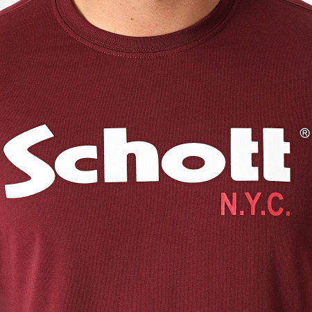 Schott NYC - Lot De 2 Tee Shirts TS01MCLOGO Vert Kaki Bordeaux