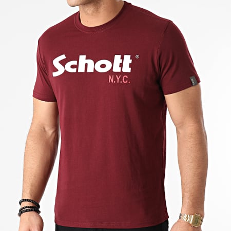 Schott NYC - Lot De 2 Tee Shirts TS01MCLOGO Vert Kaki Bordeaux