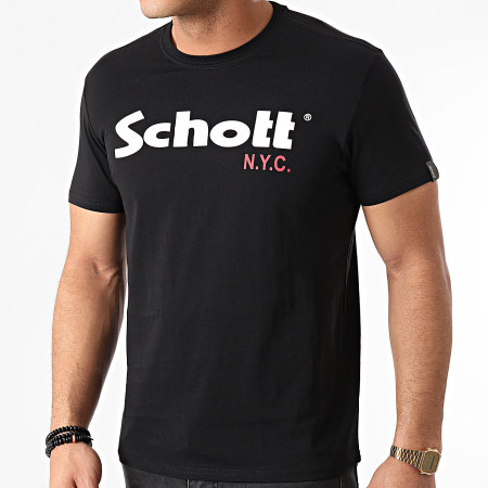 Schott NYC - Lote De 2 Camisetas TS01MCLOGO Blanco Negro