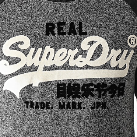 Superdry - Tee Shirt Manches Longues Vintage Logo Duo Raglan M6010456A Gris Anthracite Chiné Noir