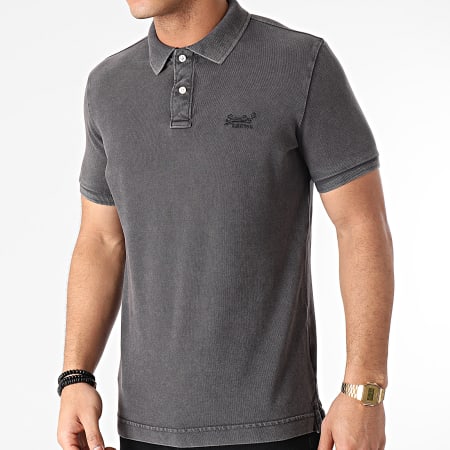 Superdry - Polo Manches Courtes Vintage Destroyed Pique M1110014A Gris Anthracite