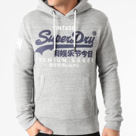 Superdry - Sweat Capuche Vintage Logo NS M2010494A Gris Chiné