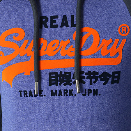 Superdry - Sweat Capuche Vintage Logo Duo Raglan M2011505A Bleu Marine Chiné Noir
