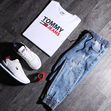 Tommy Jeans - Maglietta Logo Corp 0214 Bianco