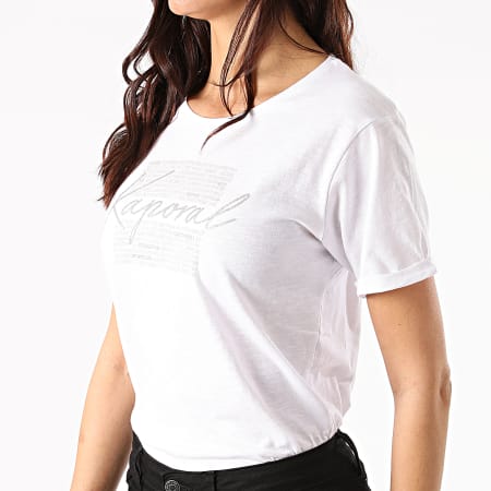 Kaporal - Tee Shirt Femme PUZZUW11 Blanc Chiné Argenté