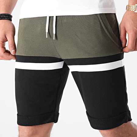 LBO - Pantaloncini da jogging tricolore 1502 Khaki Bianco Nero