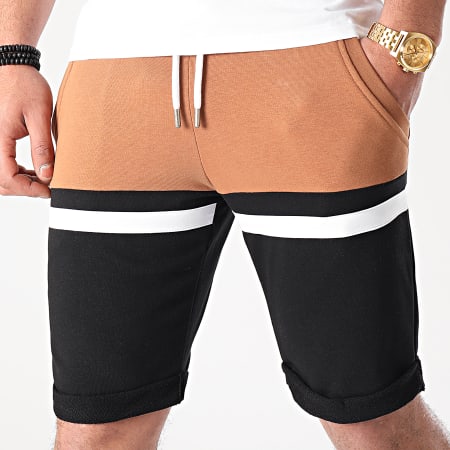 LBO - Pantaloncini da jogging tricolore 1506 cammello bianco nero