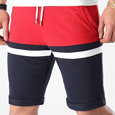 LBO - Pantaloncini da jogging tricolore 1507 rosso blu navy