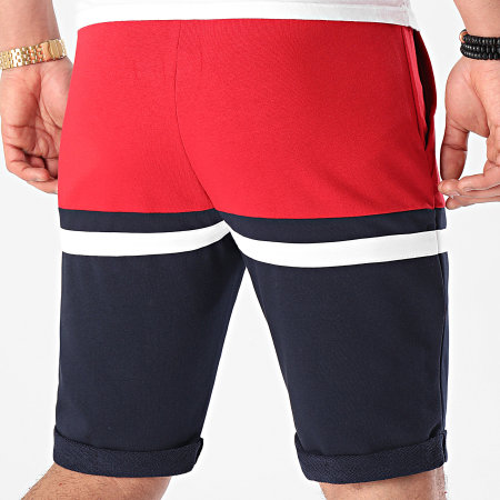 LBO - Pantaloncini da jogging tricolore 1507 rosso blu navy