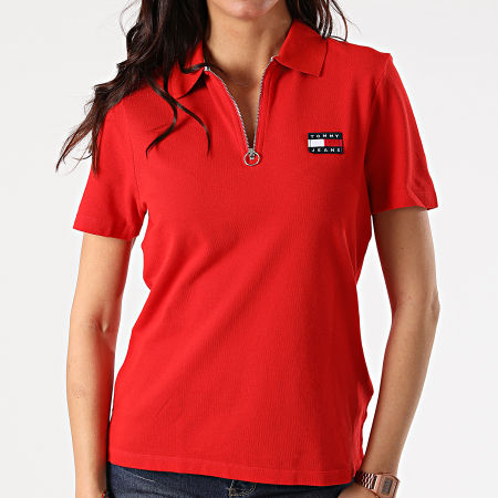 Tommy Jeans - Polo Manches Courtes Femme Tommy Badge 9146 Rouge