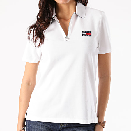 Tommy Jeans - Polo Manches Courtes Femme Tommy Badge 9146 Blanc