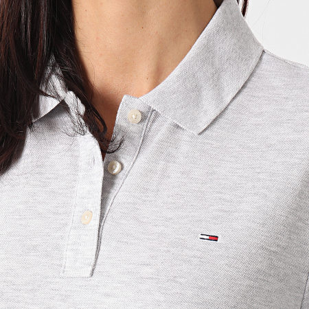 Tommy Jeans - Polo Manches Courtes Femme Tommy Badge 9199 Gris Chiné