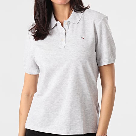 Tommy Jeans - Polo Manches Courtes Femme Tommy Badge 9199 Gris Chiné