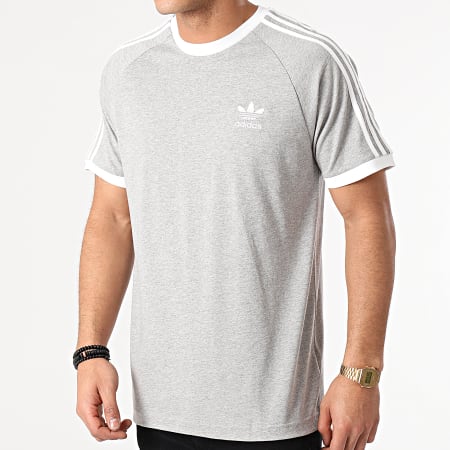 Adidas Originals - Tee Shirt A Bandes 3 Stripes GN3493 Gris Chiné