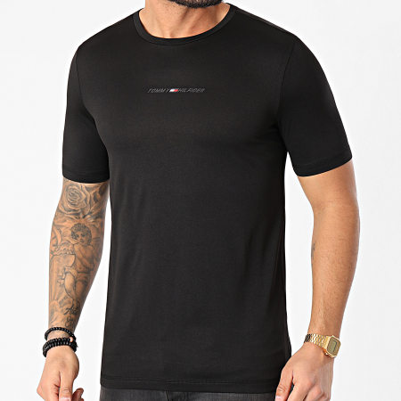 Tommy Hilfiger - Tee Shirt Shoulder Logo Slim Training 7374 Noir