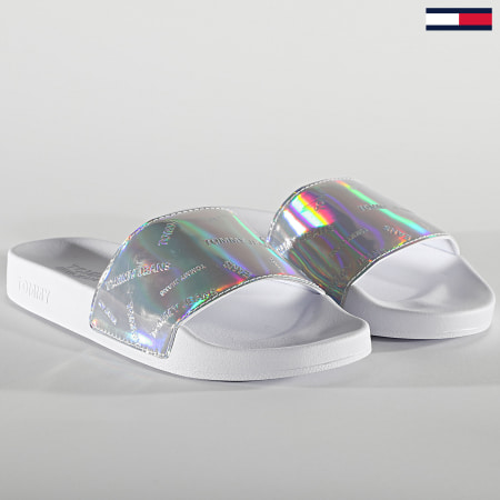 Tommy Jeans - Claquettes Femme Flag 1379 White Iridescent