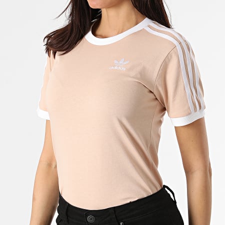 Adidas Originals - Tee Shirt Femme A Bandes 3 Stripes GT4262 Rose Clair