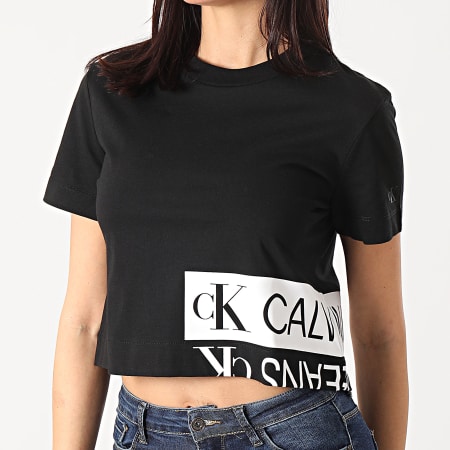 Calvin Klein - Tee Shirt Femme Mirrored Logo Boxy 5324 Noir