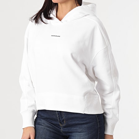 Calvin Klein - Sweat Capuche Femme Micro Branding 5462 Blanc