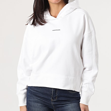 Calvin Klein - Sweat Capuche Femme Micro Branding 5462 Blanc