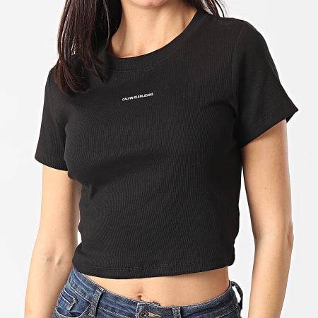 Calvin Klein - Tee Shirt Femme Crop Micro Branding 5699 Noir