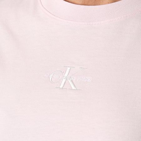 Calvin Klein - Tee Shirt Femme Monogram Logo 5497 Rose