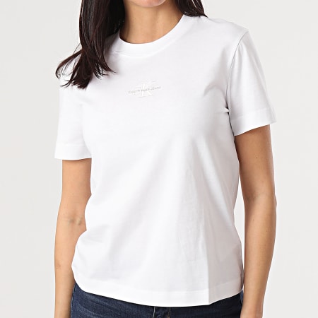 Calvin Klein - Tee Shirt Femme Monogram Logo 5497 Blanc