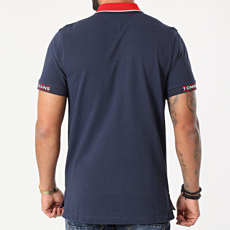 Tommy Jeans - Polo Manches Courtes Rib Jaquard 0326 Bleu Marine
