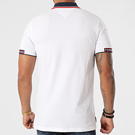 Tommy Jeans - Polo Manches Courtes Rib Jaquard 0326 Blanc