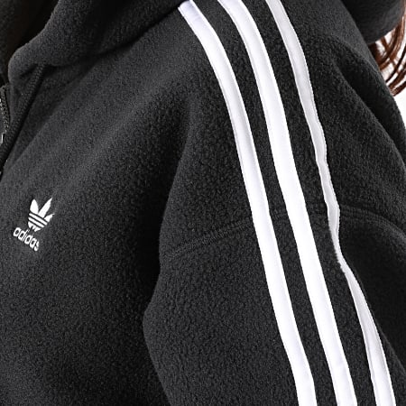 Adidas Originals - Veste Zippée Capuche Polaire Femme A Bandes Fleece GN2811 Noir