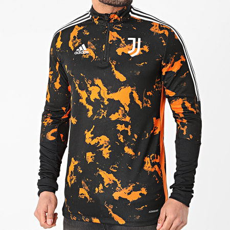 Adidas Sportswear - Sweat Col Zippé A Bandes Juventus AOP GK8600 Noir Orange