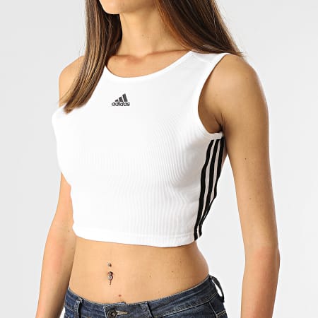 Adidas Sportswear - Débardeur Femme Crop 3 Stripes GT3028 Blanc