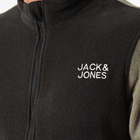 Jack And Jones - Veste Polaire Zippée Hype Noir Vert Kaki