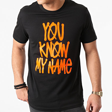 DJ Leska - Tee Shirt You Know My Name Noir Orange Fluo