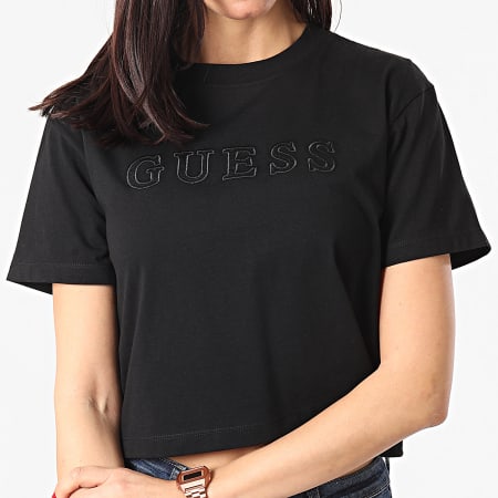 Guess - Tee Shirt Crop Femme O1GA06-K8HM0 Noir