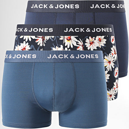Jack And Jones - Lot De 3 Boxers Flower Mirco Fiber Bleu Marine