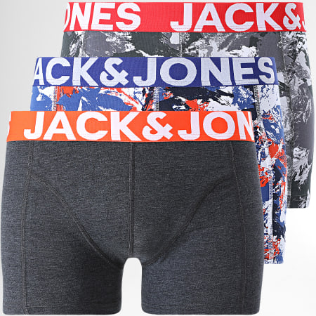 Jack And Jones - Lot De 3 Boxers Core Camo Gris Bleu Roi Orange Camouflage