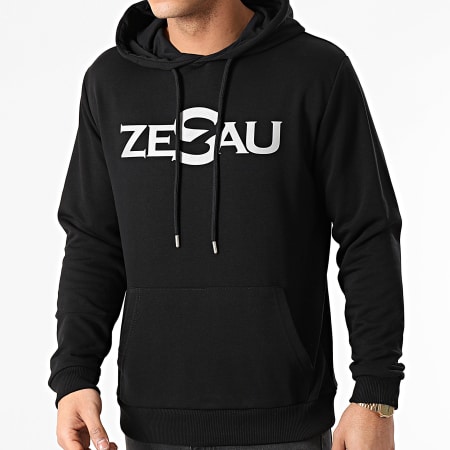 Zesau - Felpa con cappuccio con logo riflettente nero