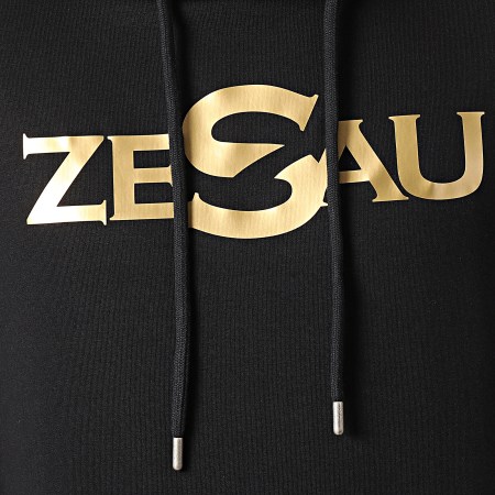 Zesau - Sweat Capuche Logo Noir Doré