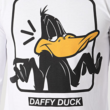 Looney Tunes - Tee Shirt Manches Longues Daffy Duck Blanc