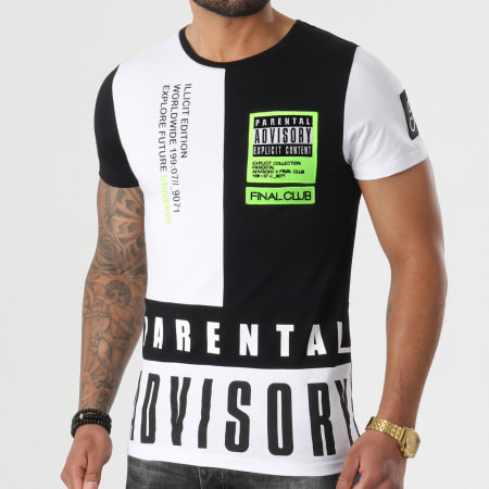 Final Club x Parental Advisory - Tee Shirt Illicit Edition Noir Blanc Détails Jaune Fluo